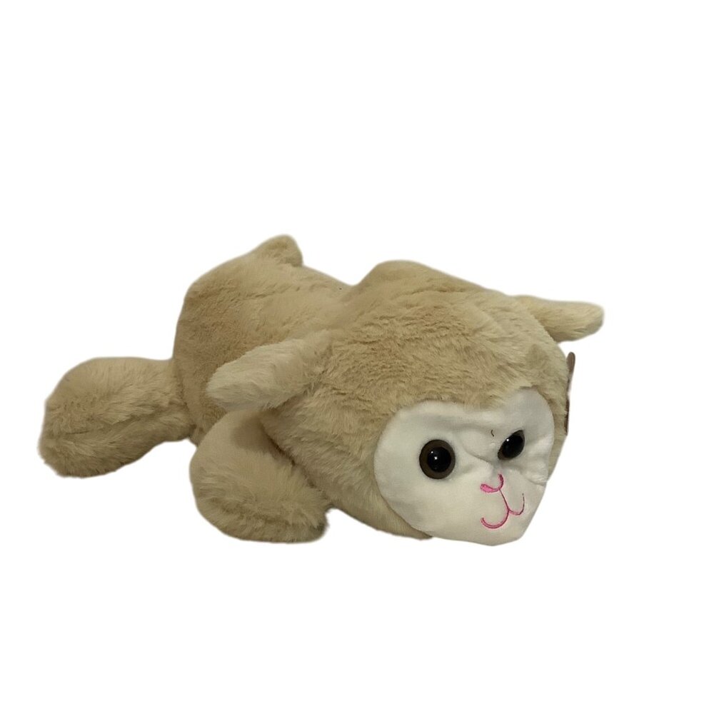 Hug & Luv Tan Plush Smiling Lamb Stuffed Animal Toy‎ 11" Long NWT Hand Held